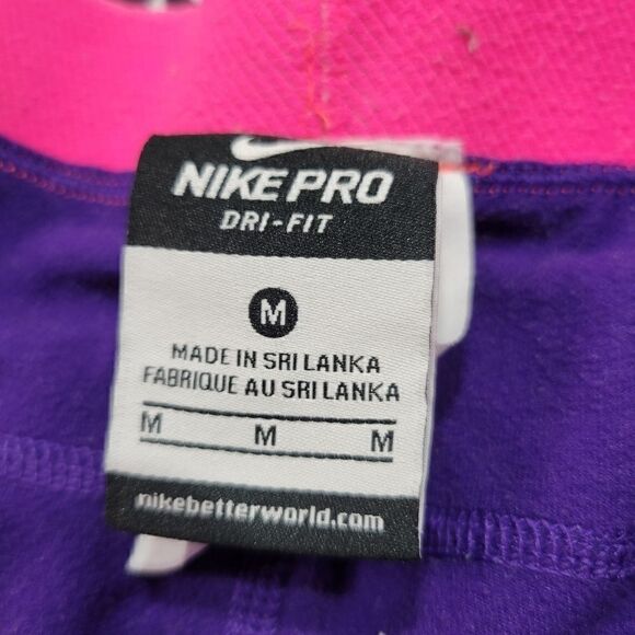 Nike Pro DRI-FIT Women's Medium Purple & Hot Pink Athletic Gym Workout Leggings - Picture 6 of 7